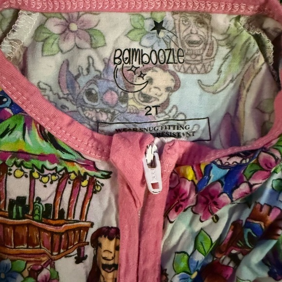 BAMBOO Pink One Piece Footies with Decorative Details - Picture 2 of 2